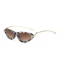 Modische Damen Sonnenbrille im Cat-Eye-Stil mit Schildpatt-Rahmen und goldenen Metallbügeln. - C8 Schildpatt Rahmen Gradient Tee Linsen