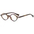 Modische polygonale kleine Schildpatt-Optikbrille mit stilvollen metallischen Bügeldetails. - C9 Leopardenmuster-rahmen Transparente Folie