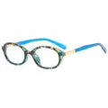 Occhiali da vista ovali stile coreano alla moda per donna montatura chic elegante - C10 Montatura Floreale Blu Lente Trasparente