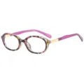 Occhiali da vista ovali alla moda con montatura multicolore e stanghette viola per uso quotidiano. - C12 Montatura Floreale Viola Lente Chiara