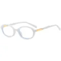 Donna moda ovale piccola montatura occhiali trasparenti bianco con aste oro SKU - C14 Montatura Bianca Lente Trasparente