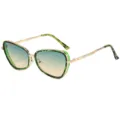 Modische Metall Cat Eye Sonnenbrille für Damen, grüne Verlaufslinsen UV Schutz Brille. - C2 Grüner Leopardenrahmen Verlauf Grüntee-Gläser