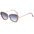 Metallrahmen Cat-Eye Sonnenbrille für Damen, stilvolle Outdoor-Brille mit lila Verlaufsglas - C3 Violetter Leopardenrahmen Verlauf Graue Gläser