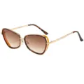 Modische Metall-Viereck-Cat-Eye-Sonnenbrille Damen Outdoor Urlaub Sonnenschutz Brille M5262 - C4 Leopardenrahmen Verlauf Tee-Gläser