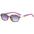 Occhiali da sole ovali alla moda da donna piccola montatura stile strada modello 5718 - C5 Montatura Floreale Viola Lenti Grigio Sfumato