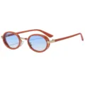Lunettes de soleil ovales rétro vintage avec verres dégradés bleus et belle monture en métal. - C4 Cadre Orange Verre Bleu Dégradé