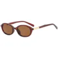 Occhiali da sole ovali stile coreano donna rosso vino moda tendenza accessori quotidiani - C6 Montatura Tè Lenti Tè