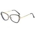 Metall Katzenaugen Brille schwarz gold Gestell Mode Blaulichtfilter Brille Variante - C8 Schwarzer Rahmen Klare Gläser