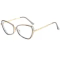 Modische Metall Katzenaugen Blaulichtfilter Brille Damen stilvolle klare Brillengestelle. - C13 Transparenter Grauer Rahmen Klare Gläser
