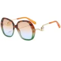 Lunettes de soleil œil-de-chat dégradées avec branches perles, monture écaille et verte. - Monture Léopard Vert Verres Thé Bleu
