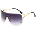 Occhiali da sole maschera oversize uomo donna, lenti sfumate senza montatura alla moda. - C3 Montatura Oro Lenti Sfumate Grigio