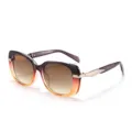Stylish women gradient sunglasses with metal temples for trendy street sun protection. - Purple Orange Frame Gradient Tea Lenses