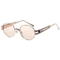 Lunettes de soleil rondes metal style punk vintage pour hommes femmes, protection solaire. - C4 Monture Dorée Verres Champagne