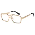Lunettes de soleil rétro pour hommes double pont métal mode monture optique élégante - C10 Monture Dorée Verres Transparents