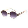 Lunettes de soleil rondes style punk rétro en métal avec verres dégradés pour femmes hommes - C1 Or & Double Gris