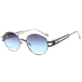 Lunettes de soleil rondes rétro avec verres dégradés bleus et monture en métal argenté. - C2 Monture Argentée Verres Gris Bleu