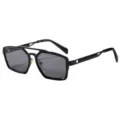 Lunettes de Soleil Homme Vintage Double Pont Carré Sport Extérieur Cyclisme Noir - C1 Monture Cendrée Noire Verres Tout Gris