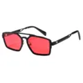 Lunettes de soleil rétro géométriques à double pont pour hommes avec verres rouges. - Monture Noire Verres Rouges