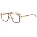 Heren mode vierkante metalen bril met dubbele brug vintage heldere lens optisch montuur - C11 Koffie Frame Transparante Lens