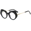 Vintage Katzenauge Blaulichtfilter Brille mit dicken schwarzen Rahmen und Goldmetallbügeln. - C1 Schwarzer Rahmen Klare Linse