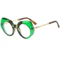 Geometrische Katzenauge Blaulichtfilter Brille mit gruner Schildpattfassung fur Alltag. - C2 Grüner Blumenrahmen Klare Linse