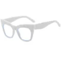 Gafas de luz azul con montura de ojo de gato geométrica blanca, estilo minimalista. - Montura Blanca Lente Transparente