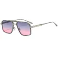 Heren mode vierkante metalen zonnebril met verlooplenzen stijlvolle UV bescherming. - C2 Gunmetal Frame Verloop Grijs Roze Glazen