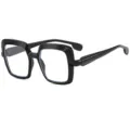 Elegantes gafas negras con montura geométrica gruesa y multicapa para uso diario. - C8 Montura Negra Lente Transparente