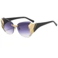 Stylish rimless gradient sunglasses with gold side decor, trendy eyewear for men and women. - C5 Gold Frame Gradient Gray Lenses