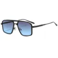 Heren Vierkante Metalen Zonnebril Blauw Verloop Mode UV400 Zonnebril Accessoire - C3 Zwart Montuur Verloop Grijs Blauw Lens