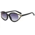 Occhiali da sole di lusso moda lenti viola sfumate montatura nera dettagli oro 3263 - C1 / Montatura Nera Lente Trasparente