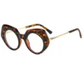 Retro geometrische Katzenauge Blaulichtfilter Brille Damen Herren Entspiegelt Gestell - Leopardenmuster Rahmen Klares Glas
