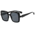 Elegantes gafas de sol cuadradas grandes para mujer con montura gruesa y diseño en capas. - C1 Montura Negra Lente Gris