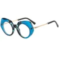 Blaues Gradienten Katzenauge Blaulichtfilter Brille mit schickem geometrischem Metallrahmen. - C5 Blauer Blumenrahmen Klare Linse
