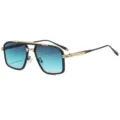 Heren vierkante blauwe lenzen metalen dubbele brug trendy mode zonnebril artikel - C5 Zwart Goud Frame Verloop Grijs Groen Glazen