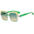 Gafas de sol de mujer cuadradas bloque de color estilo europeo degradadas chics M6250 - C2 Montura Verde Transparente Lentes Degradadas Verde Té