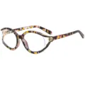 Occhiali da vista cat-eye luce blu alla moda, montatura metallo tartarugato chic. - C10