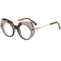 Retro Katzenauge Blaulichtfilter Brille, Schildpatt Grau Geometrischer Rahmen Variante - C6 Grauer Blumenrahmen Klare Linsen