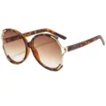 Occhiali da sole tartarugati oversize per donna, lenti sfumate marroni vintage chic. - C4 Montatura Leopardata Lente Sfumata Tè