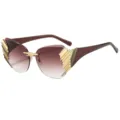 Stylish frameless gradient sunglasses with gold metal side decor for women and men chic street wear - C4 Gold Frame Gradient Tea Lens