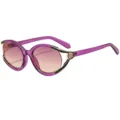 Occhiali da sole viola sfumati eleganti con montatura oro e nera da donna chic - C5