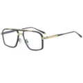 Heren Zwart Goud Metaal Vierkante Bril Mode Trend UV Bescherming Zonnebril M5258 - C8 Zwart Goud Montuur Helder Glas