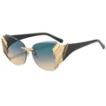 Trend Gradient Rimless Sunglasses with Metal Side Shield and Blue Yellow Lenses New - C6 Gold Frame Gradient Green Tea Lens