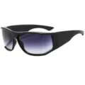 Futuristische Y2K Sonnenbrille für Damen, trendige schwarze geschwungene Brille 9105. - Schwarzer Rahmen Verlauf Graues Glas