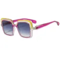 Gafas de sol oversize multicolor, tendencias de moda para mujeres, elegante diseño. - C5 Montura Violeta Transparente Lentes Degradadas Grises
