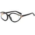 Occhiali da sole da donna alla moda cat-eye nero oro design protezione UV - C8