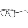Heren mode metalen vierkante bril met dubbele brug zwart montuur stijlvolle look modern - C10 Zwart Frame Transparant Glas