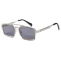 Lunettes de Soleil Homme Métal Monture Argent Verres Gris Carré Rétro Variante - C8 Monture Argentée Verres Tout Gris