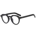 Occhiali da vista retrò con montatura nera spessa e classici rivetti a tre punti unisex. - C7 Montatura Nera Lenti Trasparenti