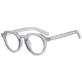 Occhiali da vista rotondi vintage trasparenti, montatura ottica casual con rivetti in metallo. - C9 Montatura Grigia Lente Trasparente